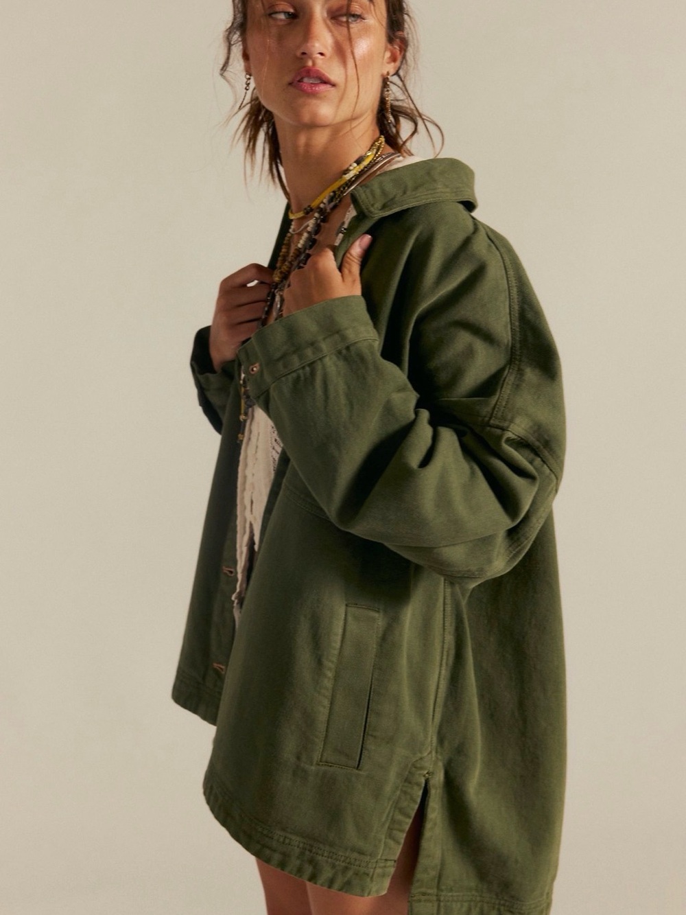 Free People We The Free Madison City Green Denim Jacket